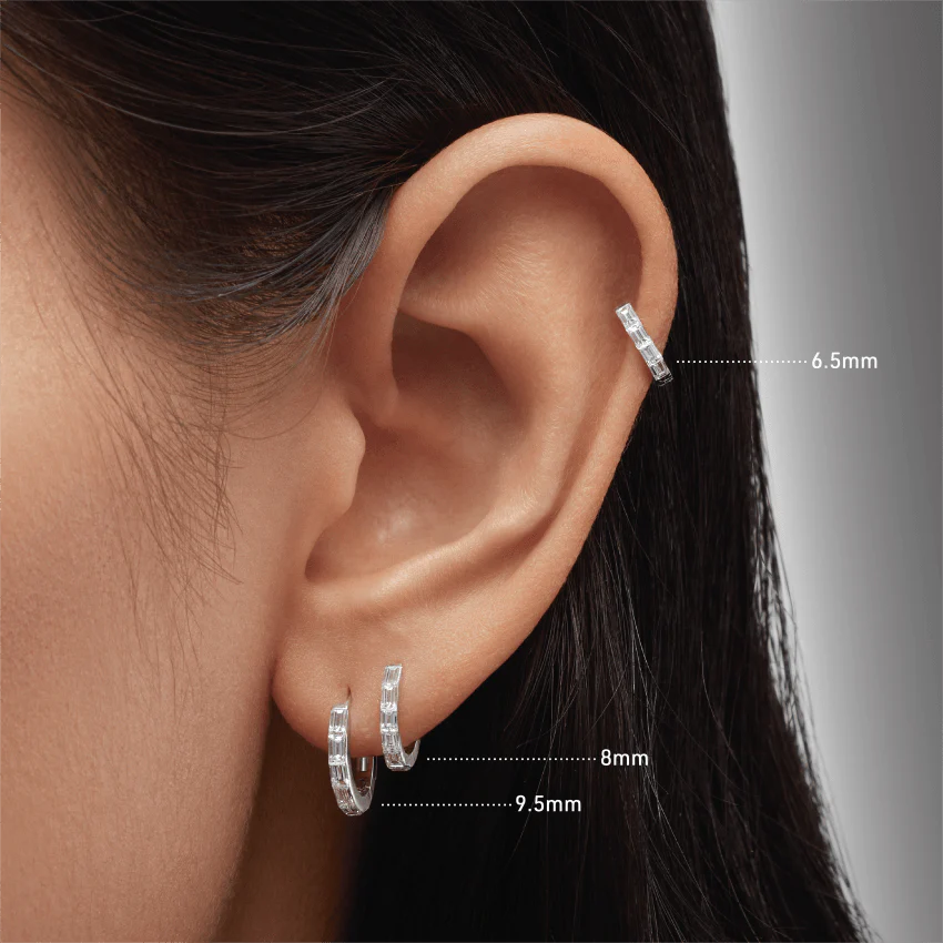 Invisible Set Baguette Diamond Eternity Hoop Earring - Image 21