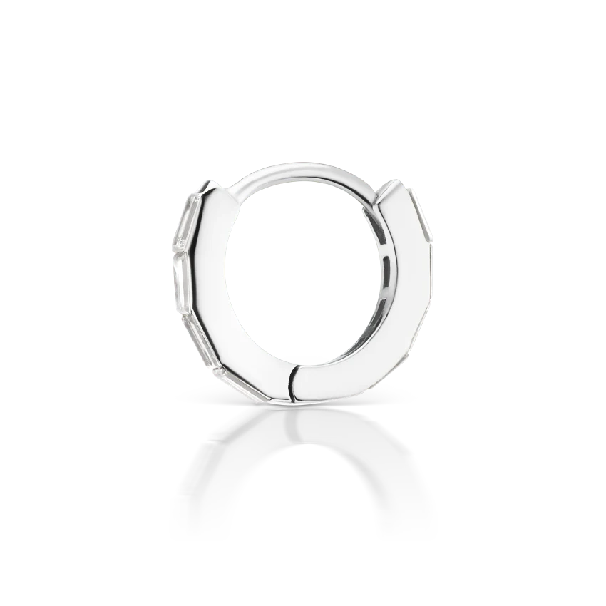 Invisible Set Baguette Diamond Eternity Hoop Earring - Image 3