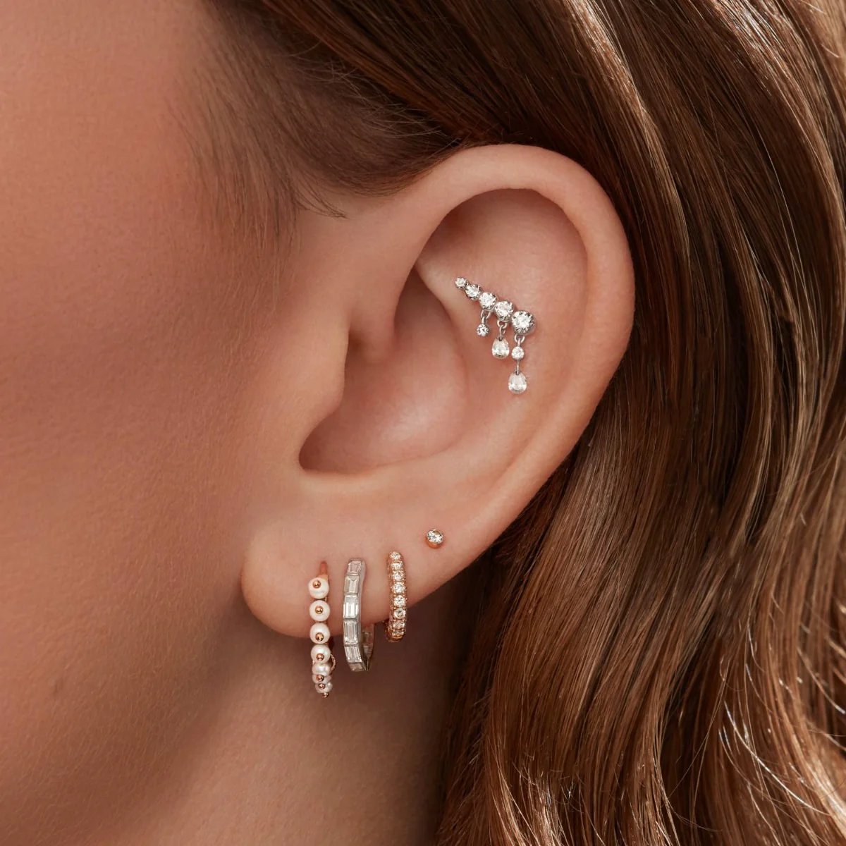 Invisible Set Baguette Diamond Eternity Hoop Earring - Image 66
