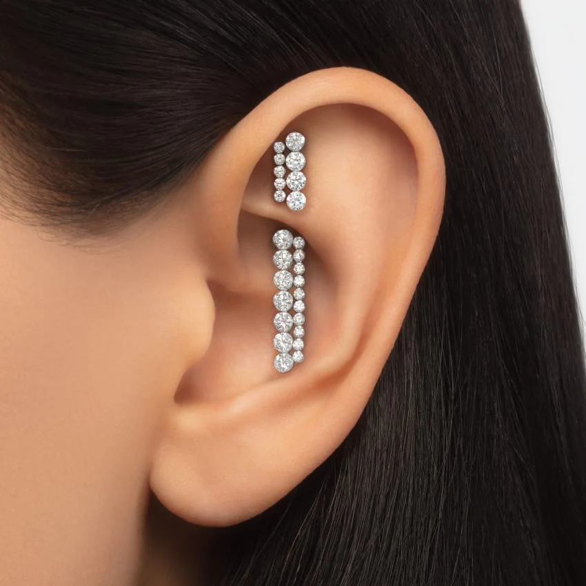 Invisible Set Diamond Apsara Bar Threaded Stud Earring - Image 24