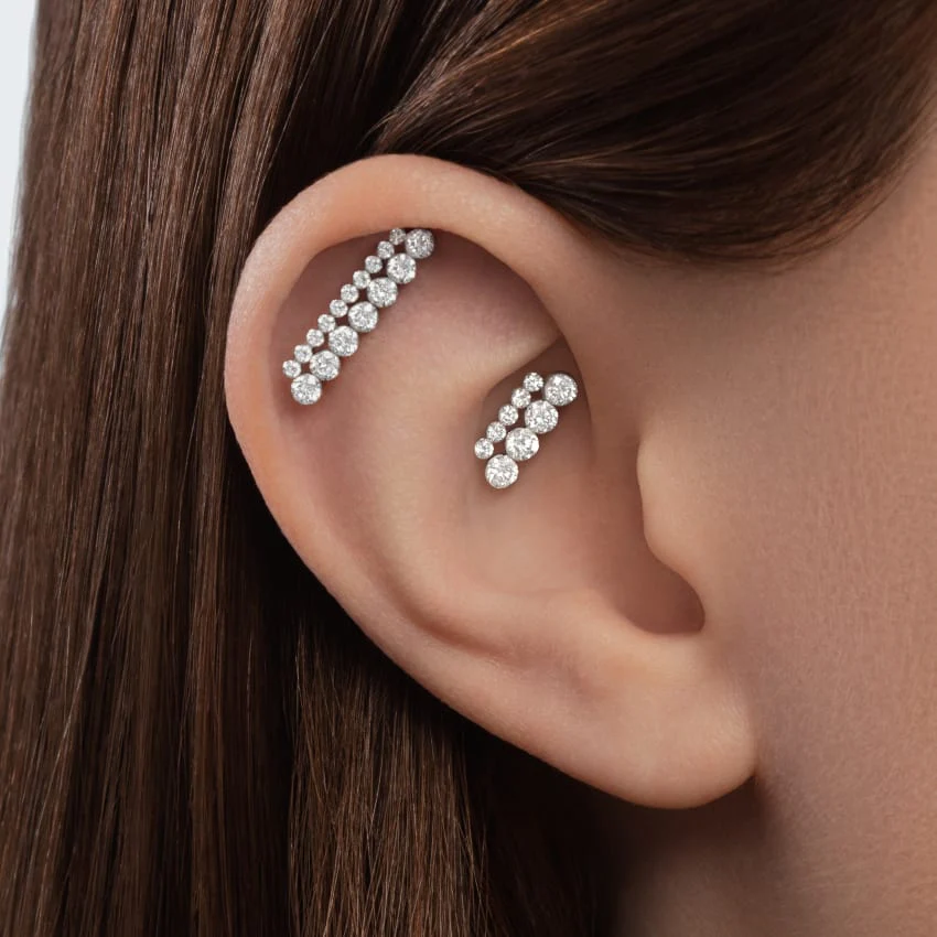 Invisible Set Diamond Apsara Bar Threaded Stud Earring - Image 5