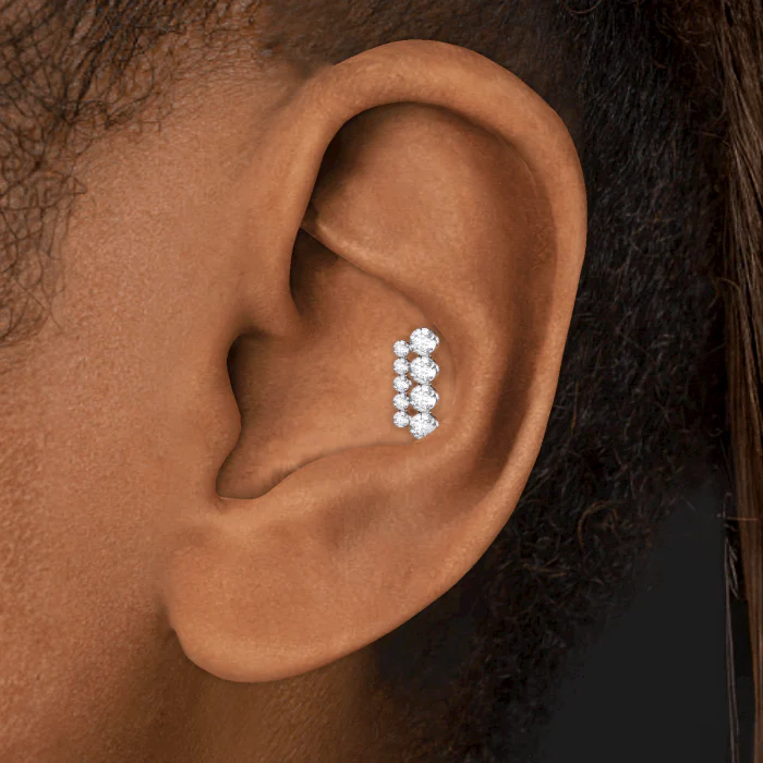 Invisible Set Diamond Apsara Bar Threaded Stud Earring - Image 6