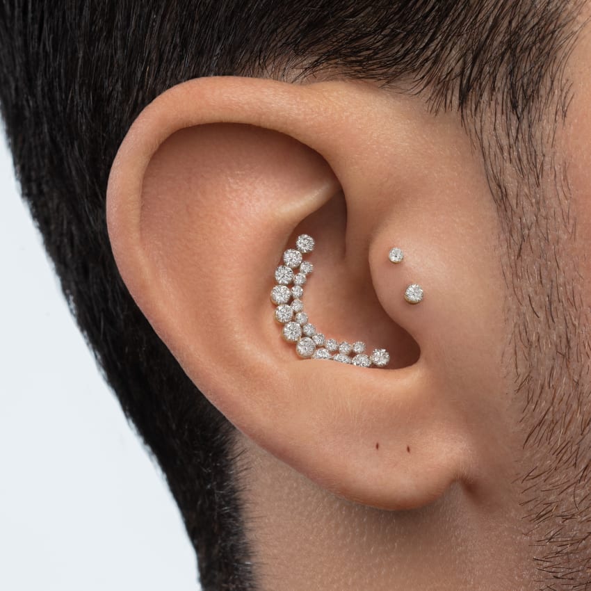 Invisible Set Diamond Apsara Curve Threaded Stud Earring - Image 10
