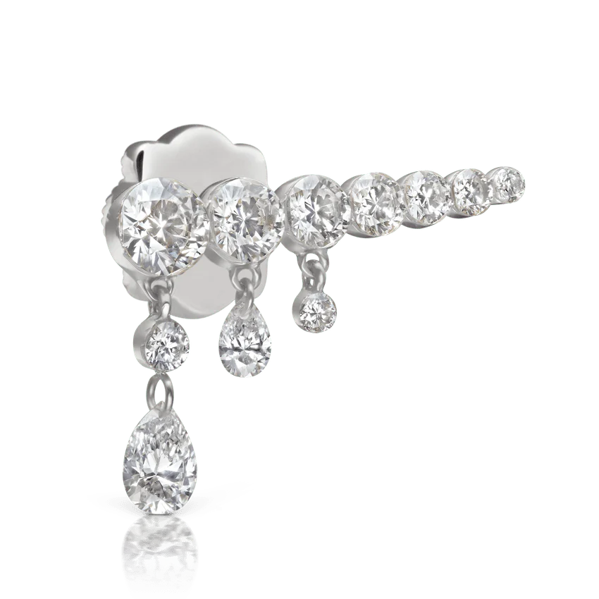 Invisible Set Diamond Crescendo Bar Threaded Stud Earring - Image 13