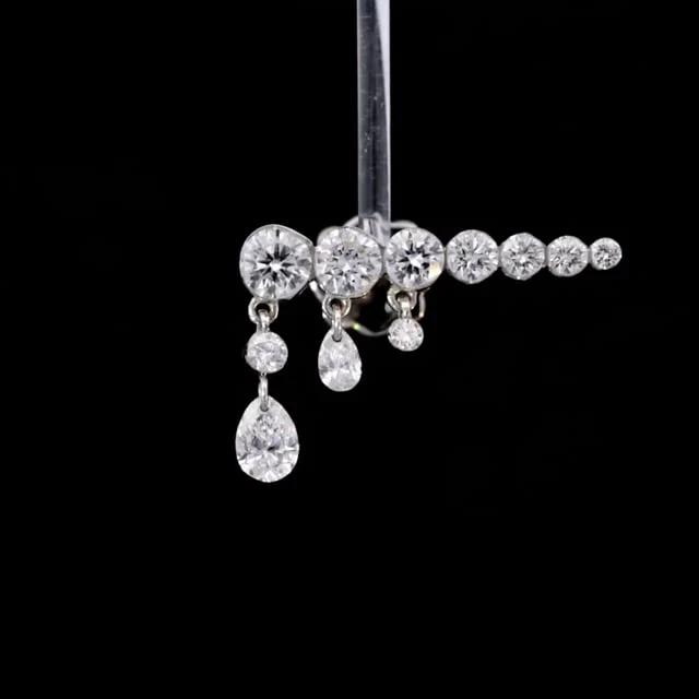 Invisible Set Diamond Crescendo Bar Threaded Stud Earring - Image 16
