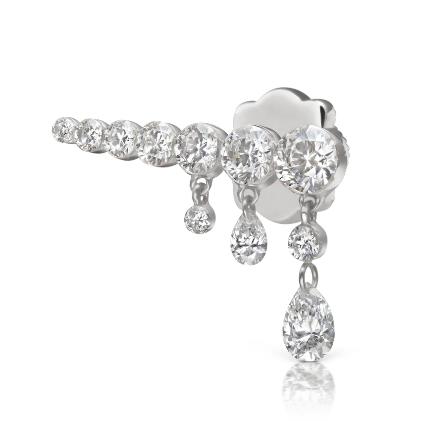 Invisible Set Diamond Crescendo Bar Threaded Stud Earring - Image 17