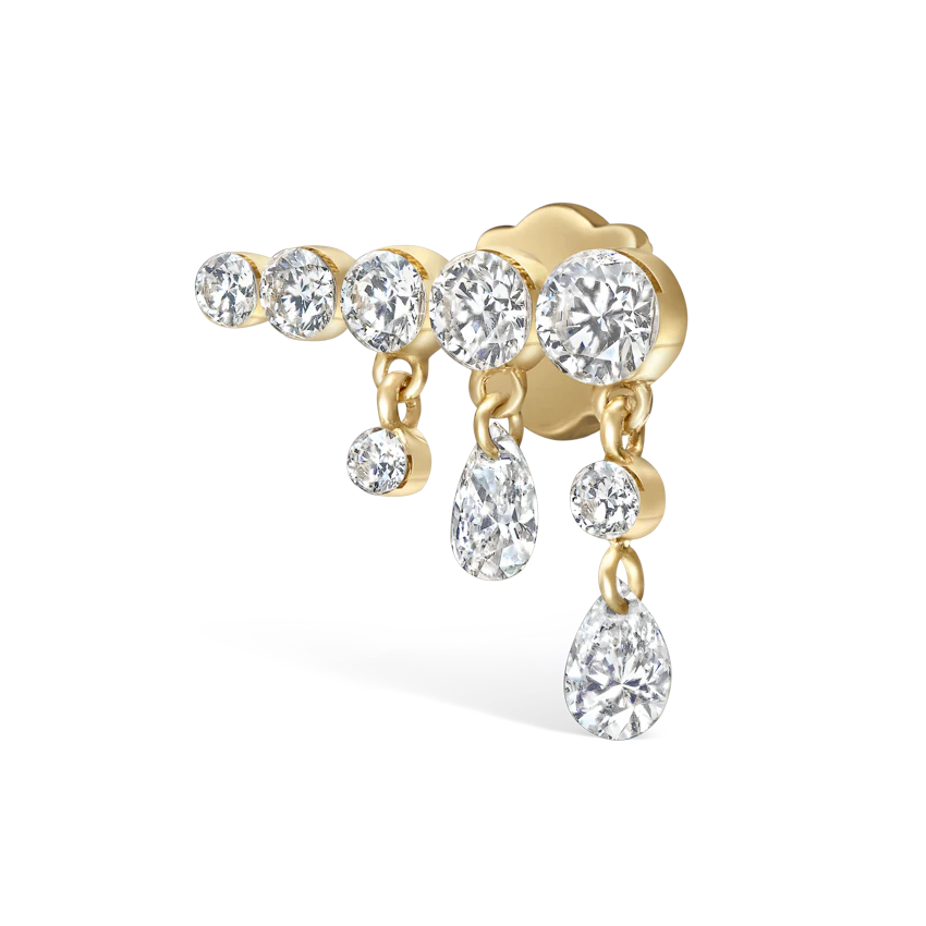 Invisible Set Diamond Crescendo Bar Threaded Stud Earring - Image 26