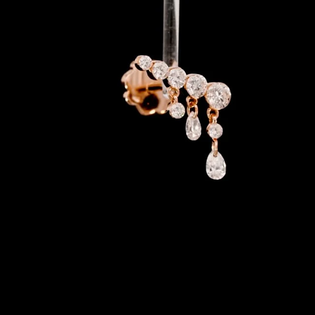 Invisible Set Diamond Crescendo Bar Threaded Stud Earring - Image 31
