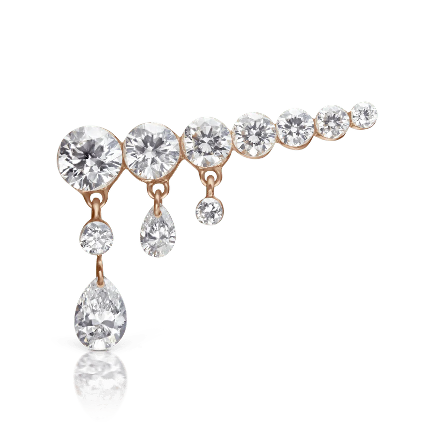 Invisible Set Diamond Crescendo Bar Threaded Stud Earring - Image 50