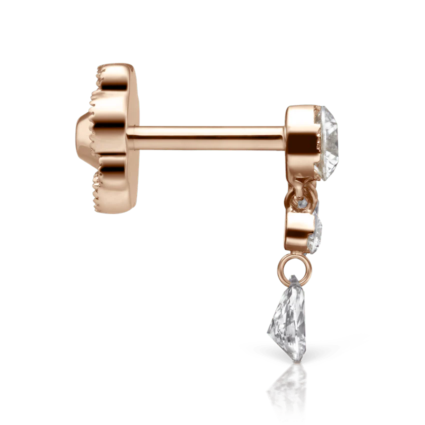 Invisible Set Diamond Crescendo Bar Threaded Stud Earring - Image 51