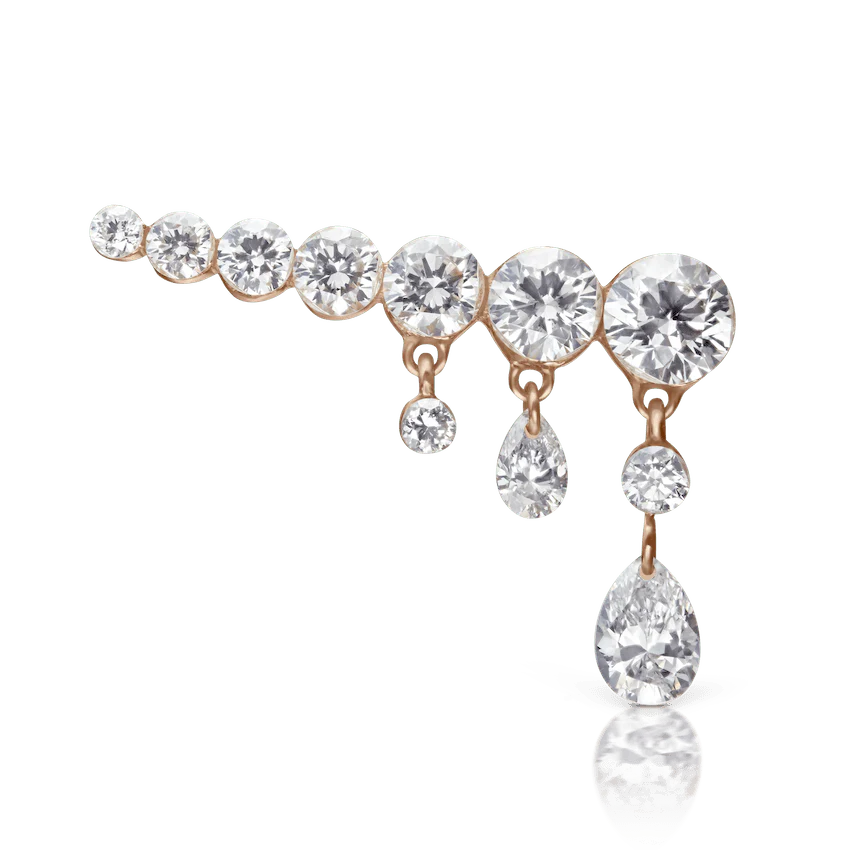 Invisible Set Diamond Crescendo Bar Threaded Stud Earring - Image 54