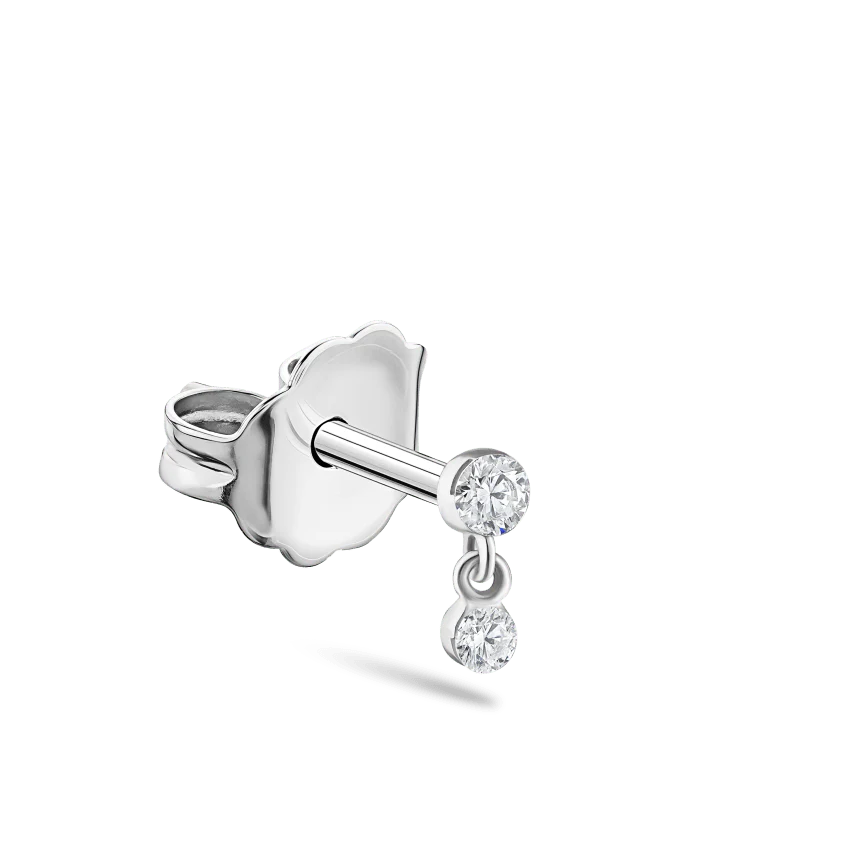 Invisible Set Diamond Dangle Stud Earring - Image 2