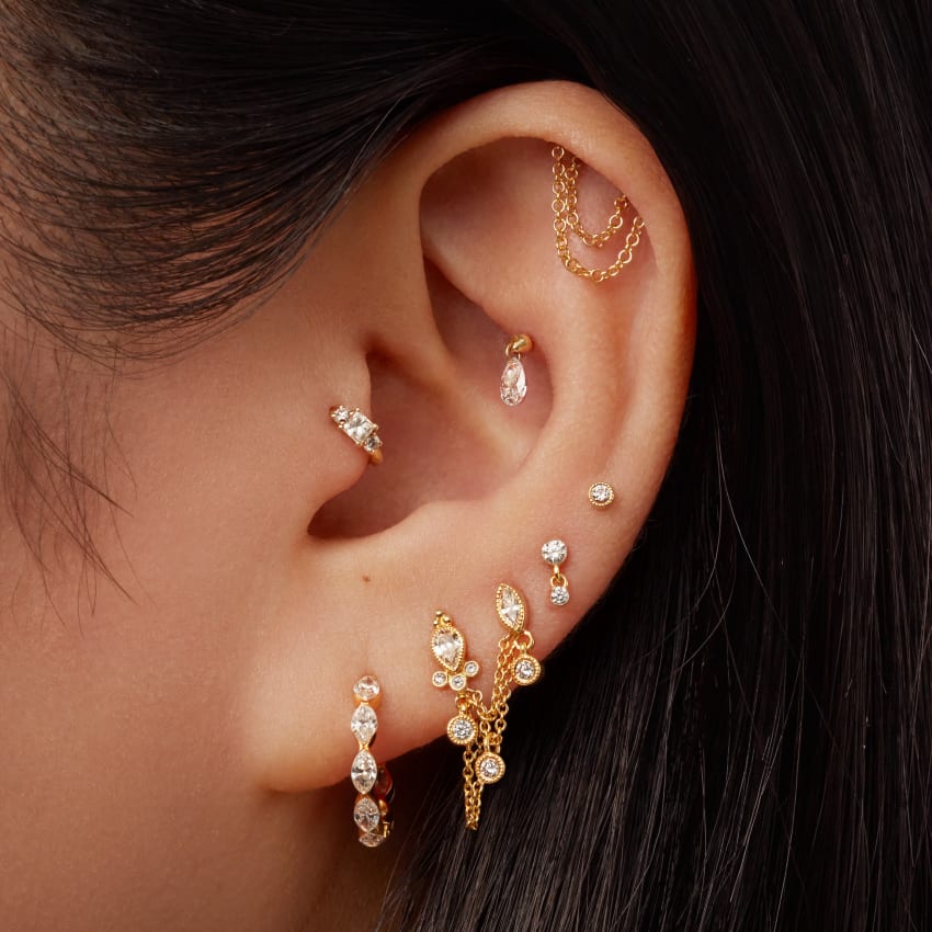Invisible Set Diamond Dangle Threaded Stud Earring - Image 19