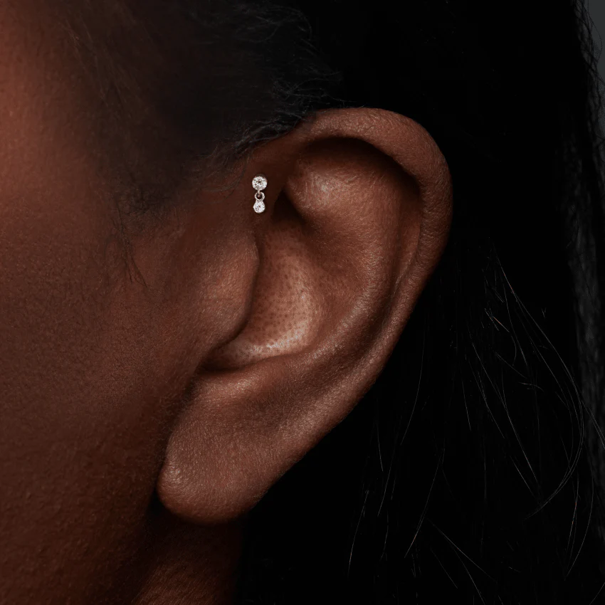 Invisible Set Diamond Dangle Threaded Stud Earring - Image 25