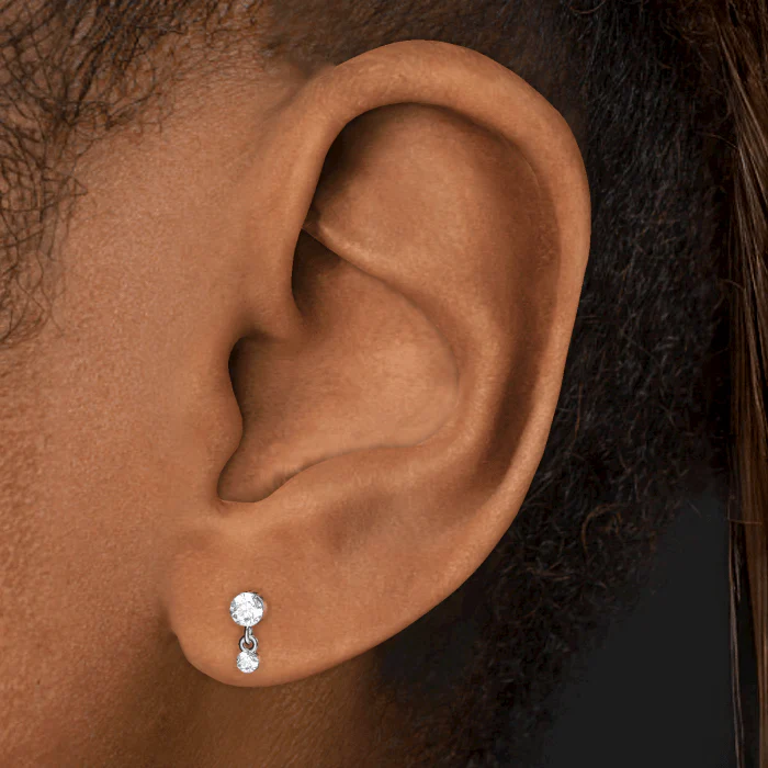 Invisible Set Diamond Dangle Threaded Stud Earring - Image 28