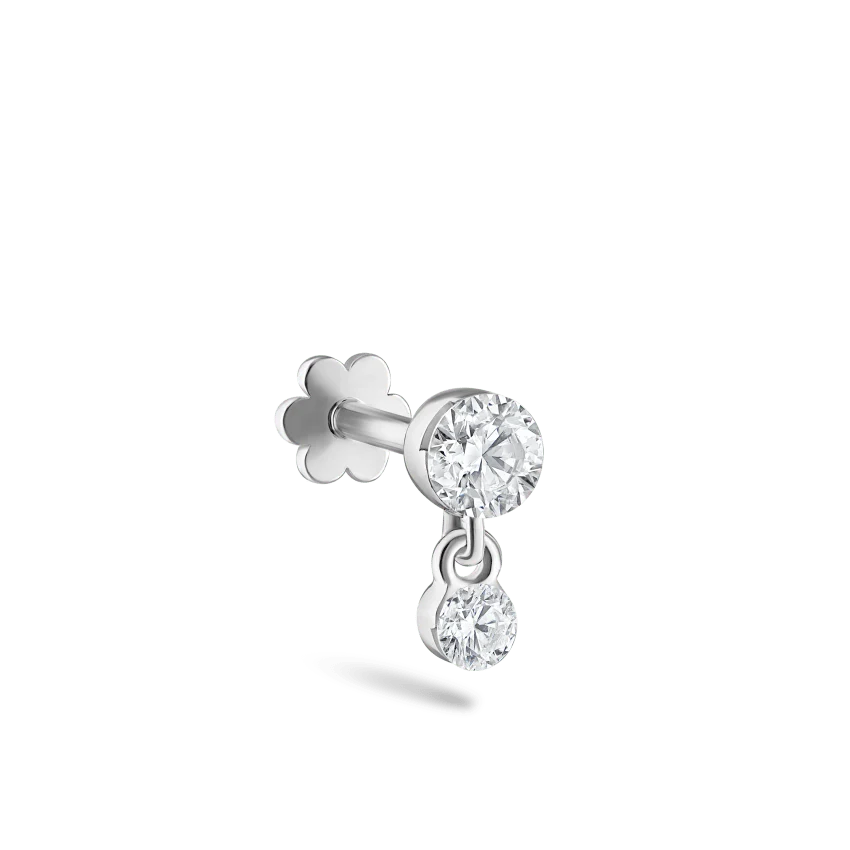 Invisible Set Diamond Dangle Threaded Stud Earring With Titanium Backing - Image 11