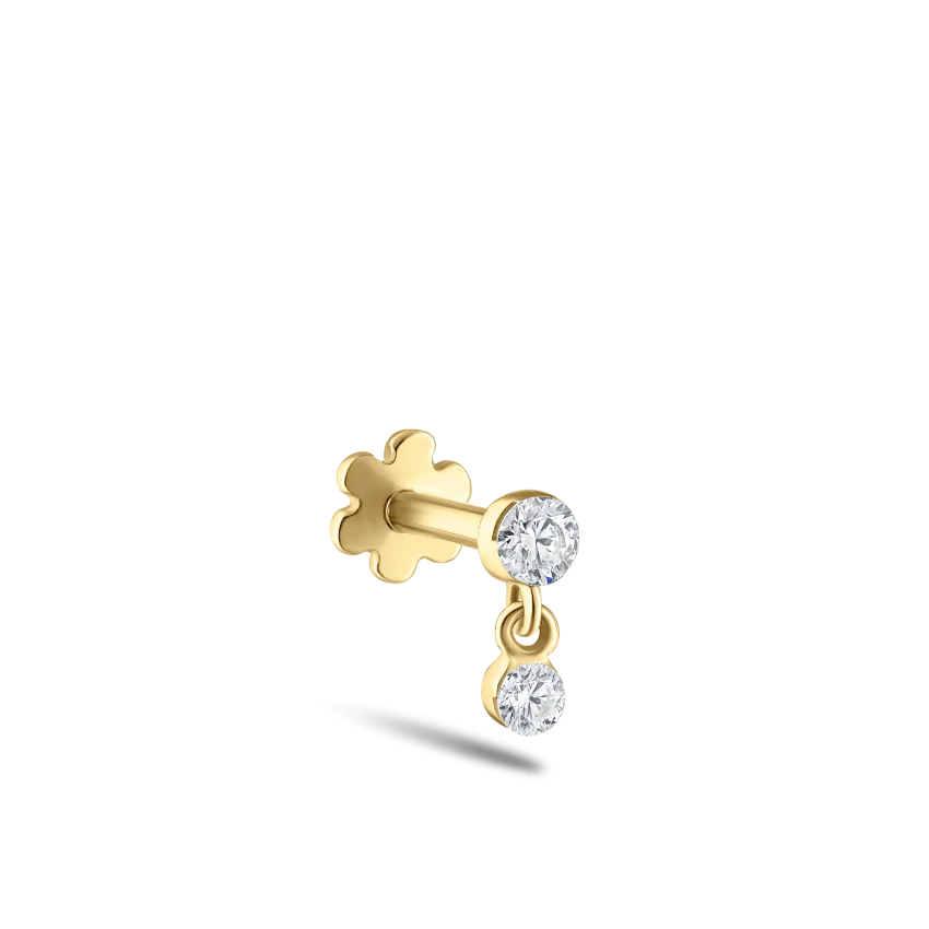 Invisible Set Diamond Dangle Threaded Stud Earring With Titanium Backing - Image 18