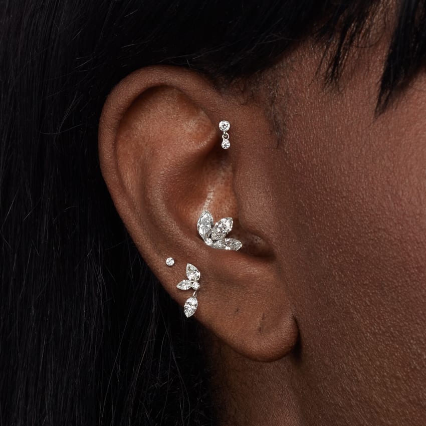 Invisible Set Diamond Dangle Threaded Stud Earring With Titanium Backing - Image 24