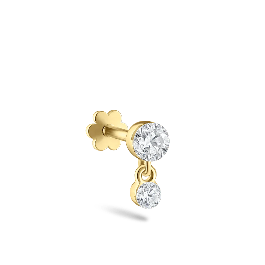 Invisible Set Diamond Dangle Threaded Stud Earring With Titanium Backing - Image 27