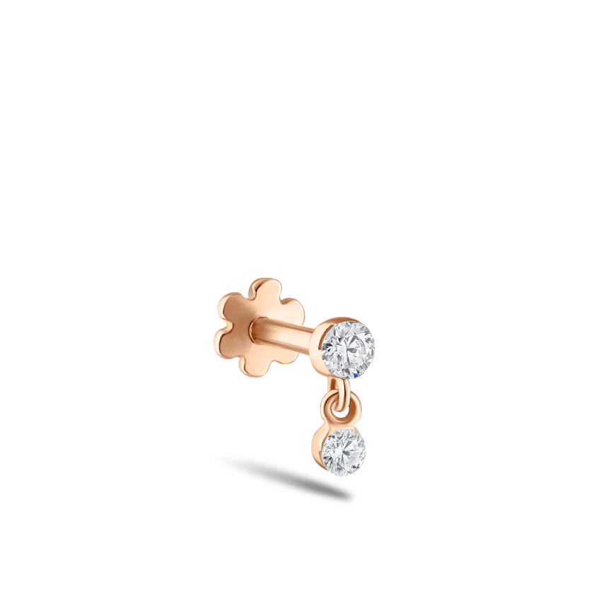 Invisible Set Diamond Dangle Threaded Stud Earring With Titanium Backing - Image 34
