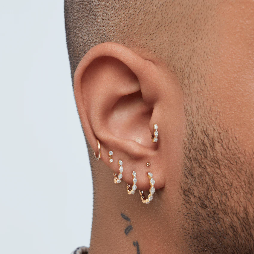 Invisible Set Diamond Dangle Threaded Stud Earring With Titanium Backing - Image 37