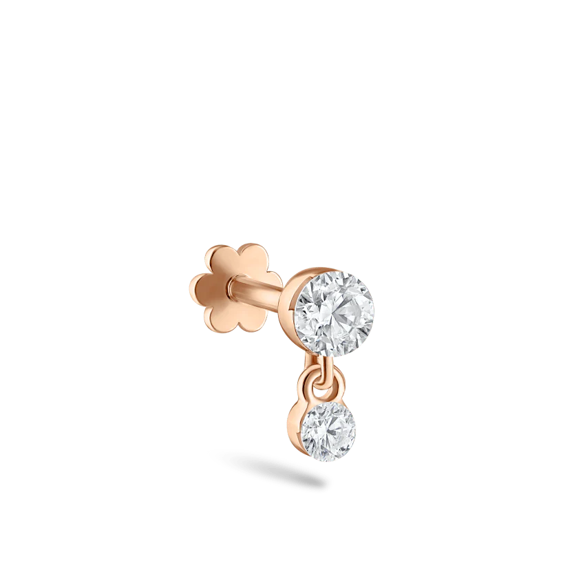 Invisible Set Diamond Dangle Threaded Stud Earring With Titanium Backing - Image 43