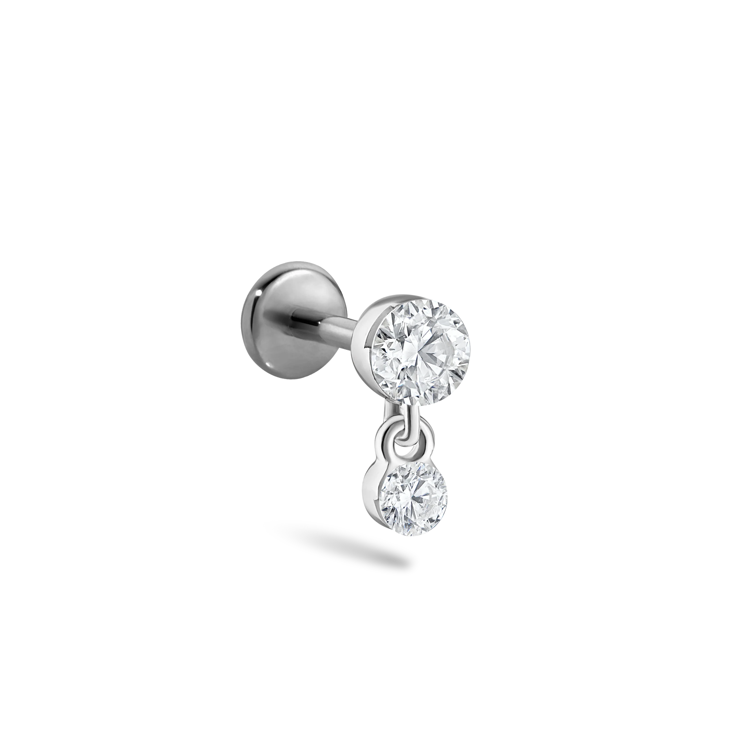 Invisible Set Diamond Dangle Threaded Stud Earring With Titanium Backing - Image 53