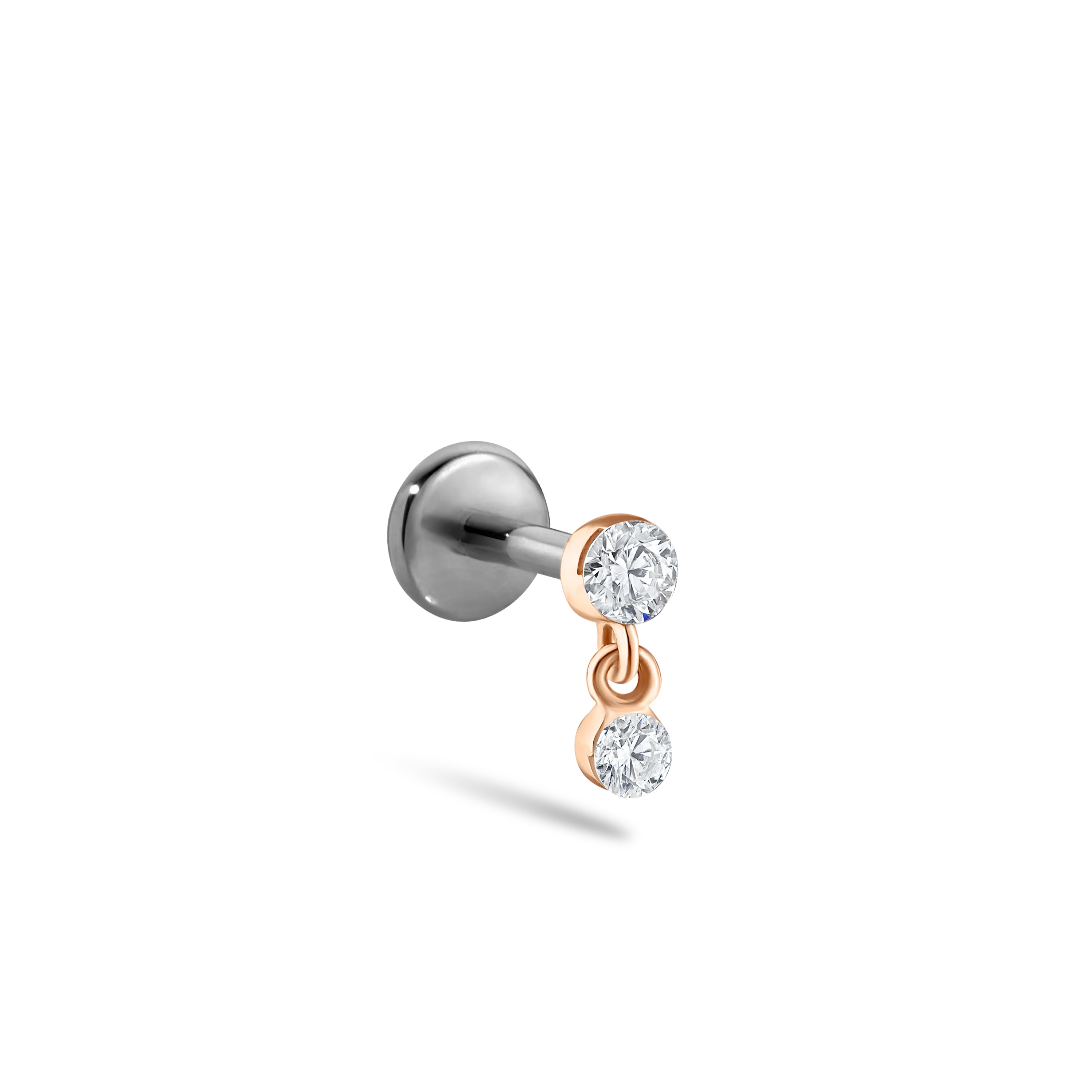Invisible Set Diamond Dangle Threaded Stud Earring With Titanium Backing - Image 54