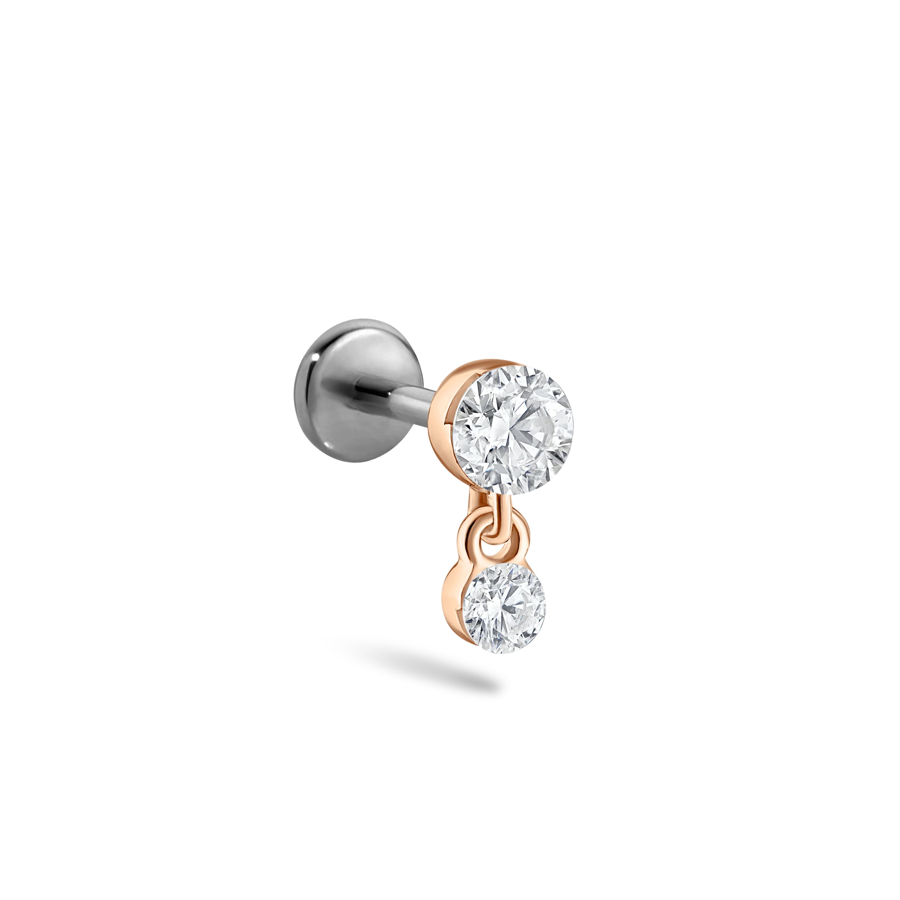 Invisible Set Diamond Dangle Threaded Stud Earring With Titanium Backing - Image 55