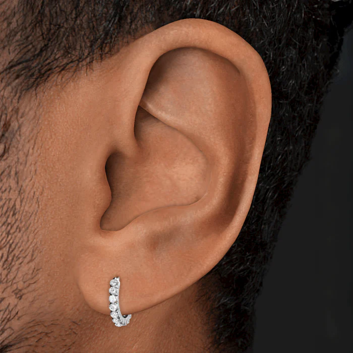 Invisible Set Diamond Eternity Hoop Earring - Image 11