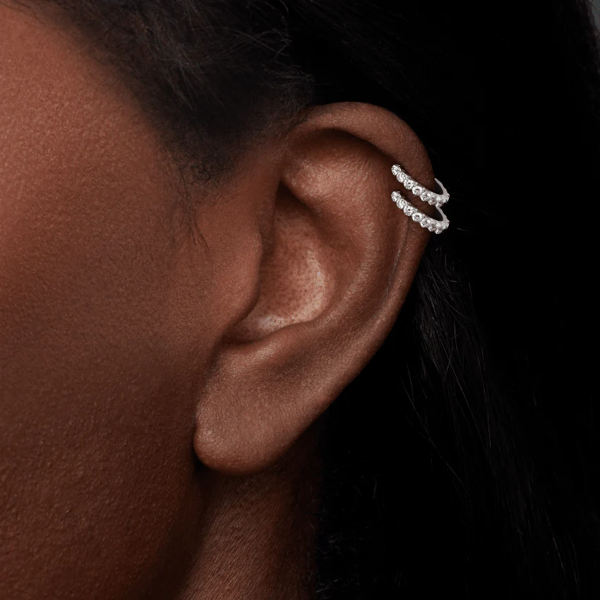 Invisible Set Diamond Eternity Hoop Earring - Image 15