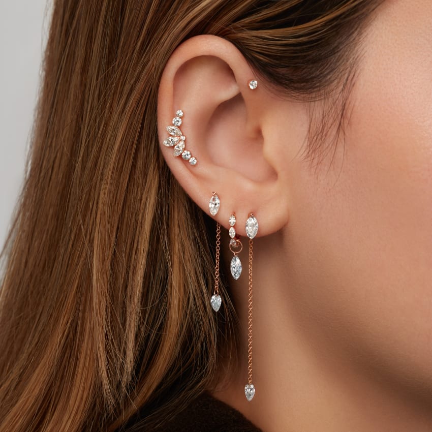 Invisible Set Diamond Marquise Eternity Hoop Earring - Image 104