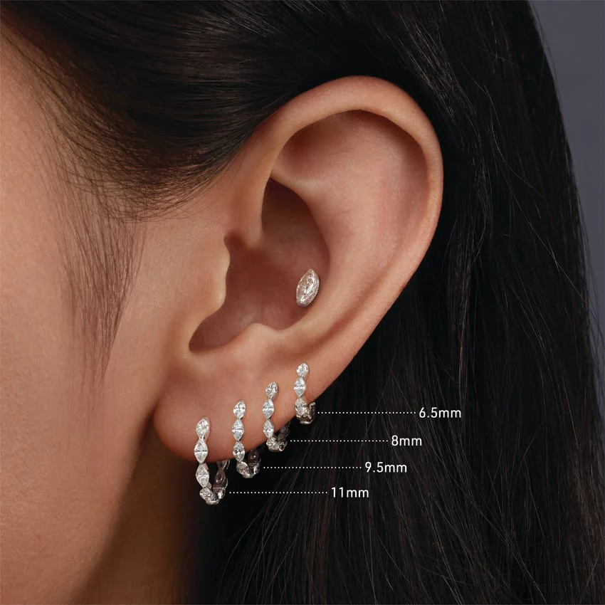 Invisible Set Diamond Marquise Eternity Hoop Earring - Image 23