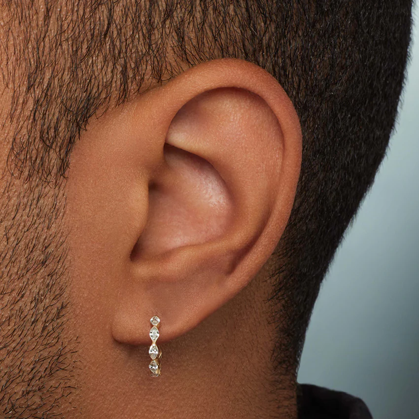 Invisible Set Diamond Marquise Eternity Hoop Earring - Image 28
