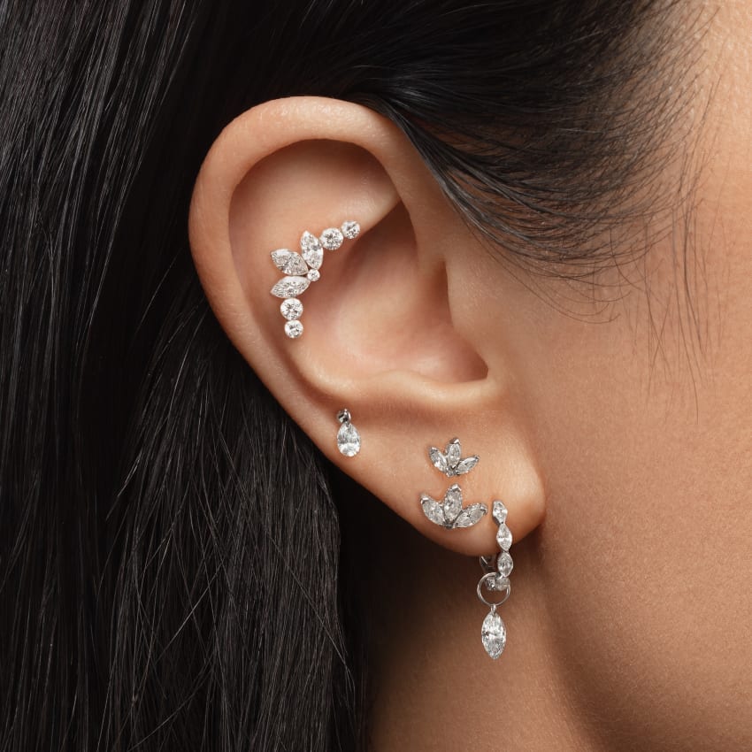 Invisible Set Diamond Marquise Eternity Hoop Earring - Image 54
