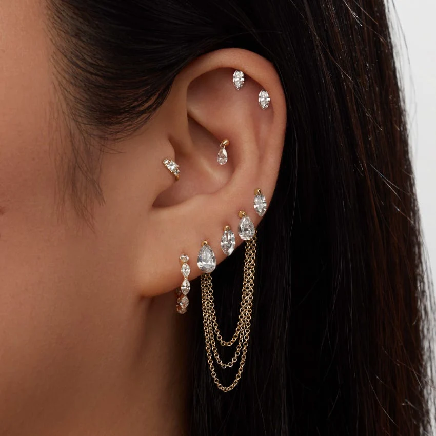 Invisible Set Diamond Marquise Eternity Hoop Earring - Image 62