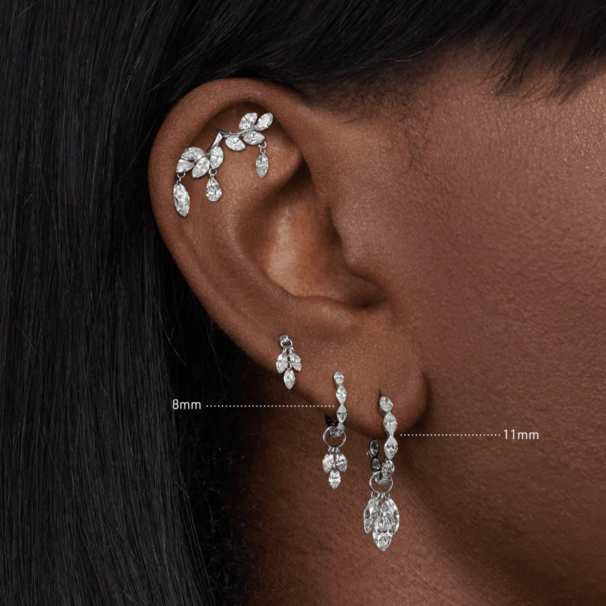 Invisible Set Diamond Marquise Eternity Hoop Earring - Image 8