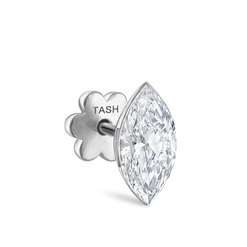 Invisible Set Diamond Marquise Threaded Stud Earring - Image 16