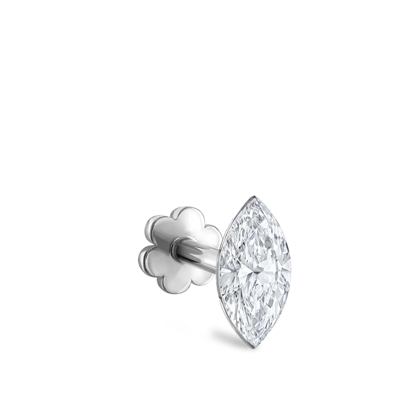Invisible Set Diamond Marquise Threaded Stud Earring With Titanium Backing - Image 10