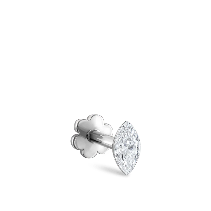 Invisible Set Diamond Marquise Threaded Stud Earring With Titanium Backing - Image 5