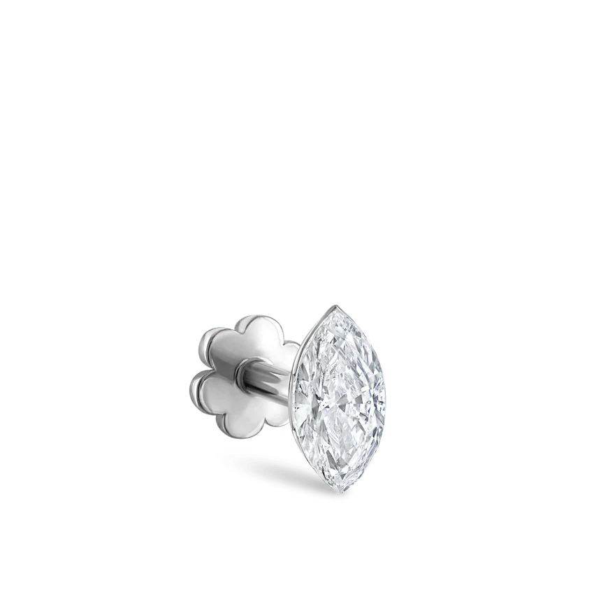 Invisible Set Diamond Marquise Threaded Stud Earring With Titanium Backing - Image 7