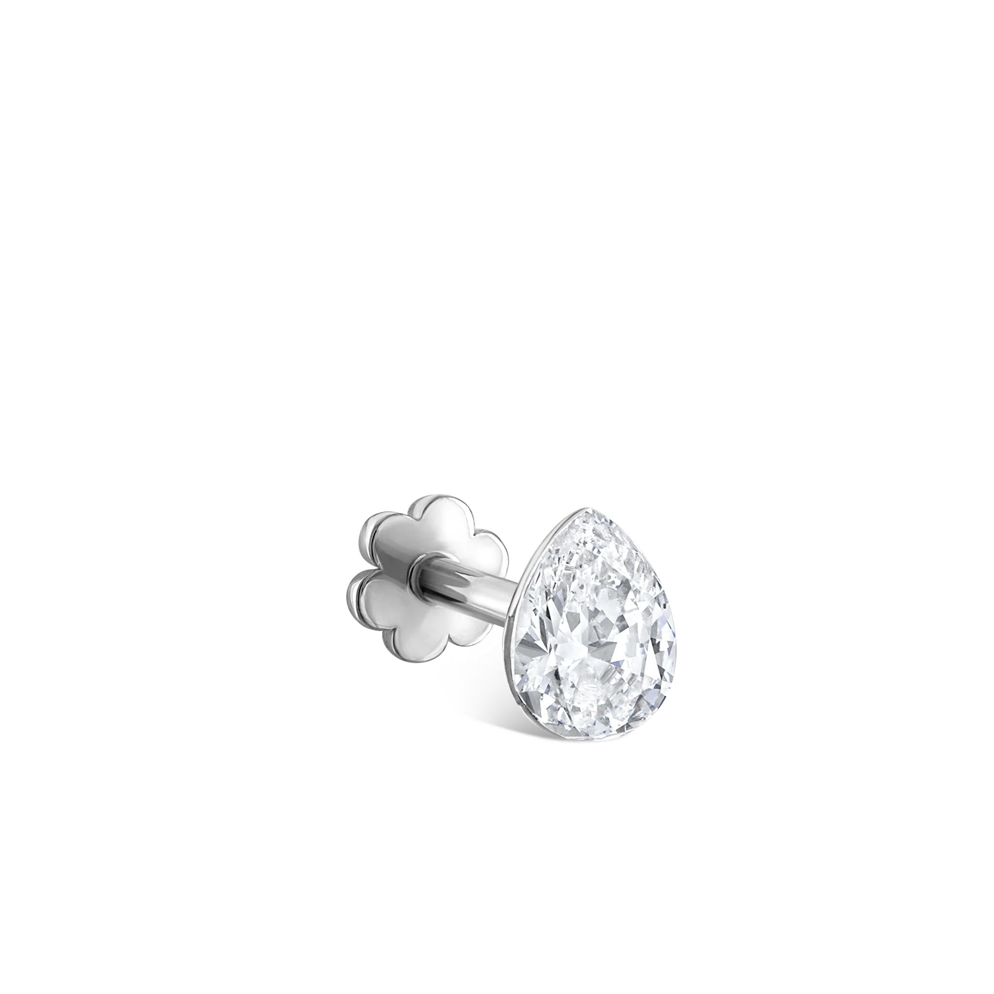 Invisible Set Diamond Pear Threaded Stud Earring - Image 15