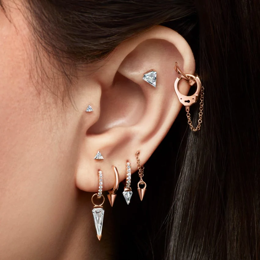 Invisible Set Diamond Silhouette Stud Earring - Image 3
