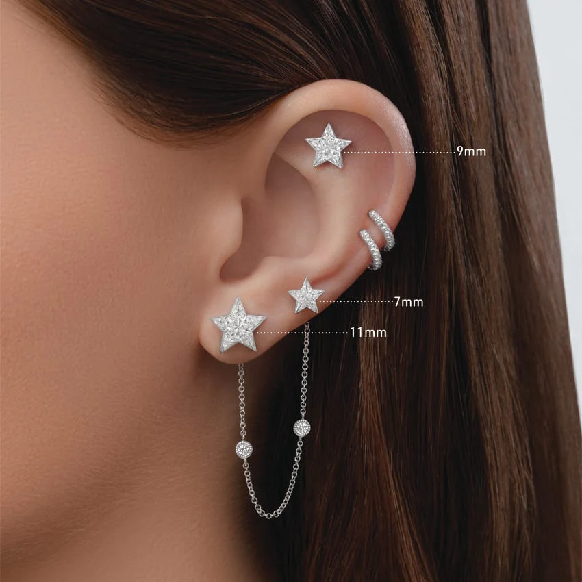 Invisible Set Diamond Star Threaded Stud Earring - Image 13