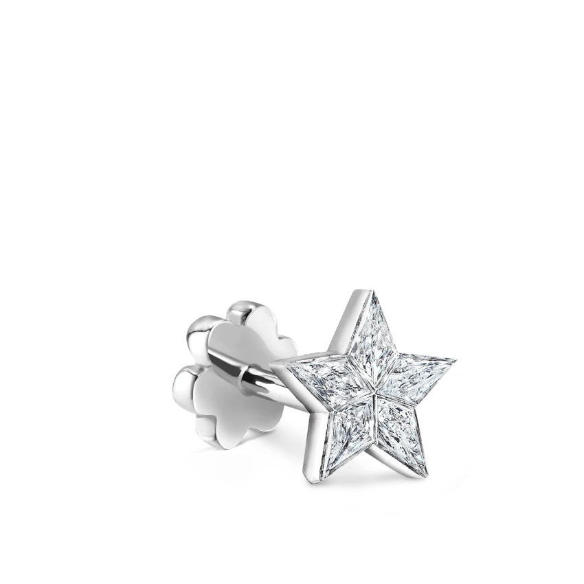 Invisible Set Diamond Star Threaded Stud Earring - Image 2