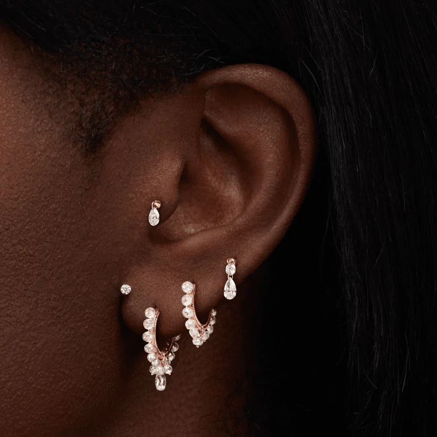 Invisible Set Diamond Threaded Stud Earring With Titanium Backing - Image 35