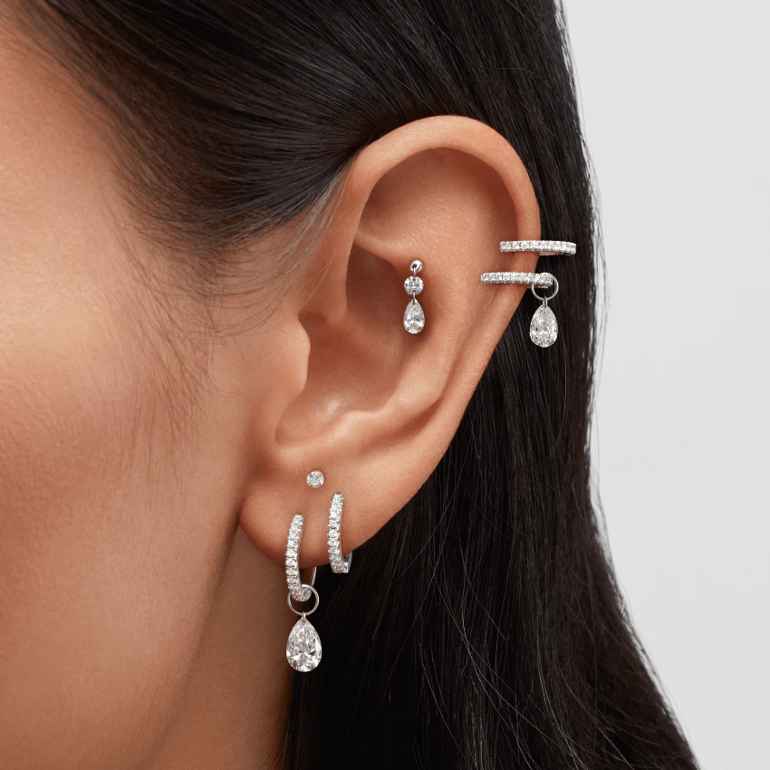 Invisible Set Diamond Threaded Stud Earring With Titanium Backing - Image 36