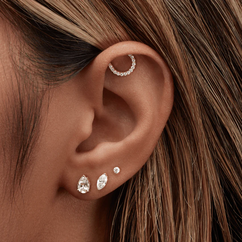 Invisible Set Diamond Threaded Stud Earring With Titanium Backing - Image 61