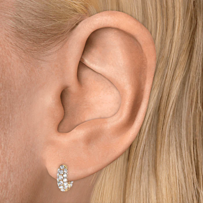 Invisible Set Diamond Three Row Pavé Hoop Earring - Image 24