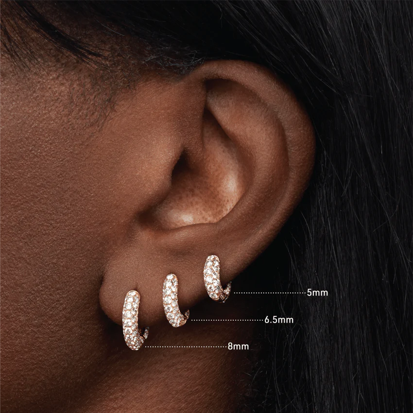 Invisible Set Diamond Three Row Pavé Hoop Earring - Image 30